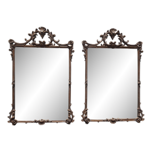 Pair of Vintge French Louis XVI Style Ornate Wall Mantle Mirrors