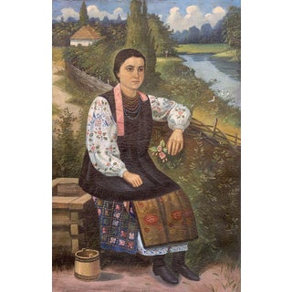 1990s Oil Painting Waiting for the Groom For Sale