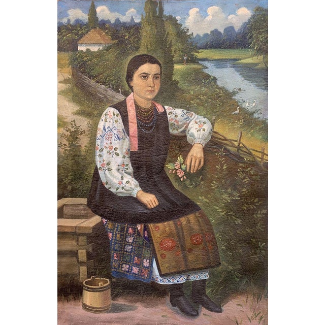 1990s Oil Painting Waiting for the Groom For Sale