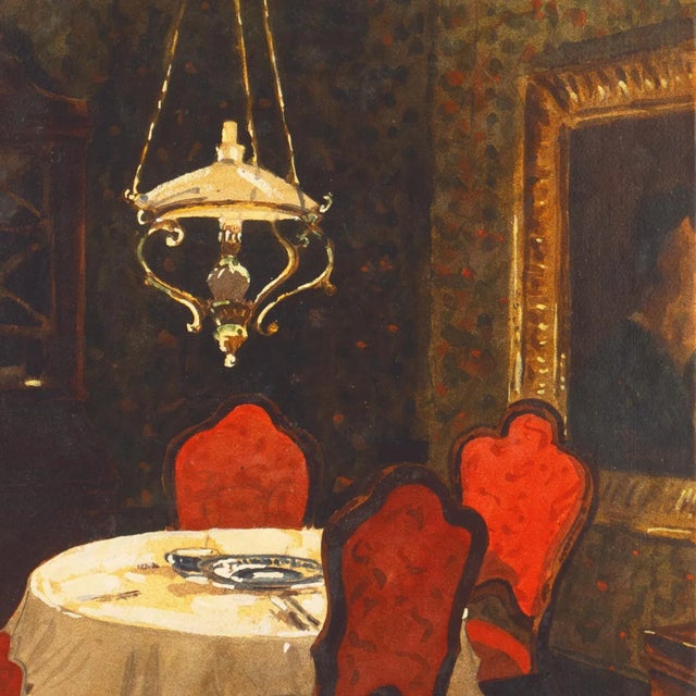 'Dining by Oil Lamp' by Aldo Riso, Paris, Rome, New York, Buenos Aires, Santa Maria Di Leuca For Sale - Image 4 of 10