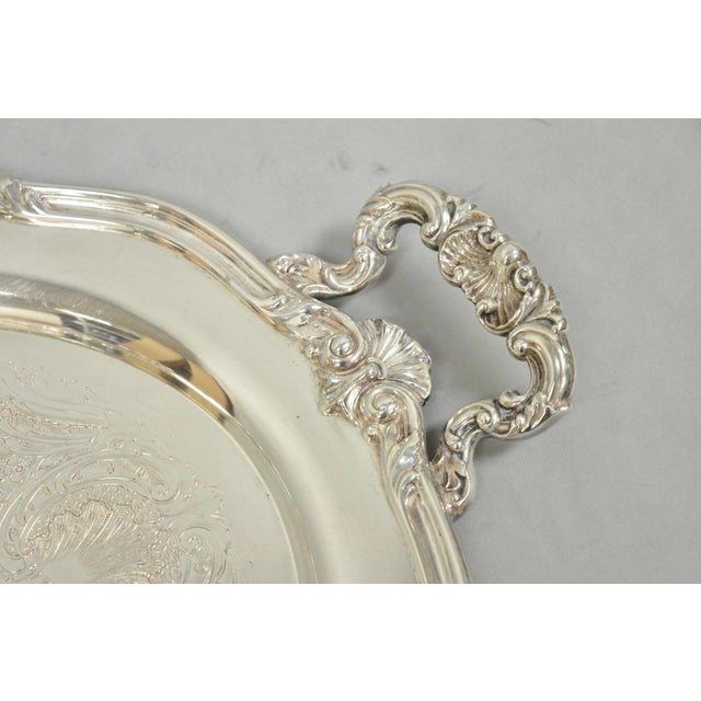 Mid 20th Century Vintage Reed & Barton 05600 Regent Victorian Silver Plated Serving Platter Tray For Sale - Image 5 of 13