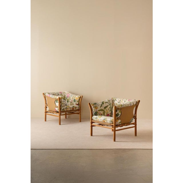 Ilona easy chairs with original leather. Designed by Arne Norell, produced by Arne Norell AB in Aneby, Sweden, 1970s. This...