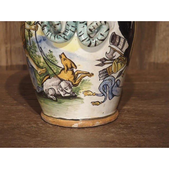 Cream Antique Hand Painted Majolica Vase From Umbria, Circa 1870 For Sale - Image 8 of 13