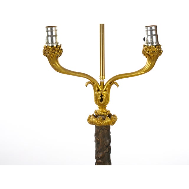 Late 19th Century Gilt-Bronze & Carved Wood Floor Lamp For Sale In New York - Image 6 of 13