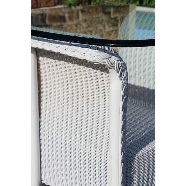 Lloyd Loom Wicker Side Tables With Glass Tops—A Pair For Sale - Image 10 of 18