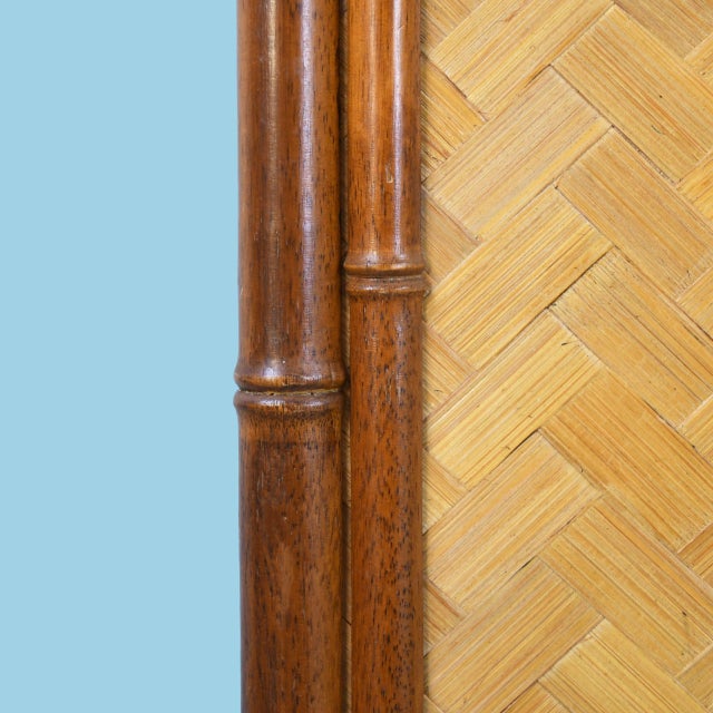 Vintage Faux Bamboo and Wrapped Rattan Mirror For Sale - Image 4 of 4