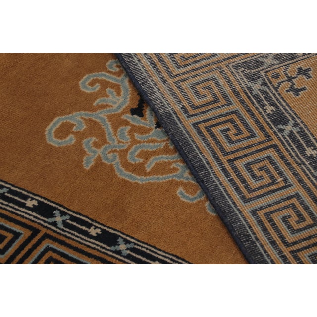 Beige Rug & Kilim’s Chinese Art Deco Inspired Rug, Brown With Greek Key Border For Sale - Image 8 of 8