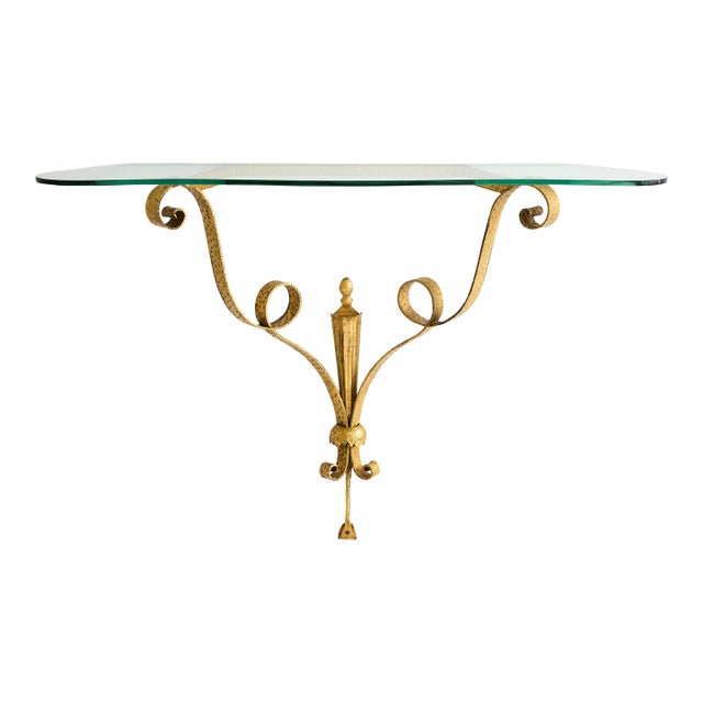 Italian Mid-Century Gilt Wall-Mount Console Table by Pier Luigi Colli, 1940s For Sale