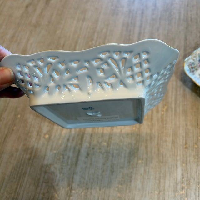 Beautiful Schumann Bavaria square dish. Chip on base and thin areas of gold paint on rim shown in photos