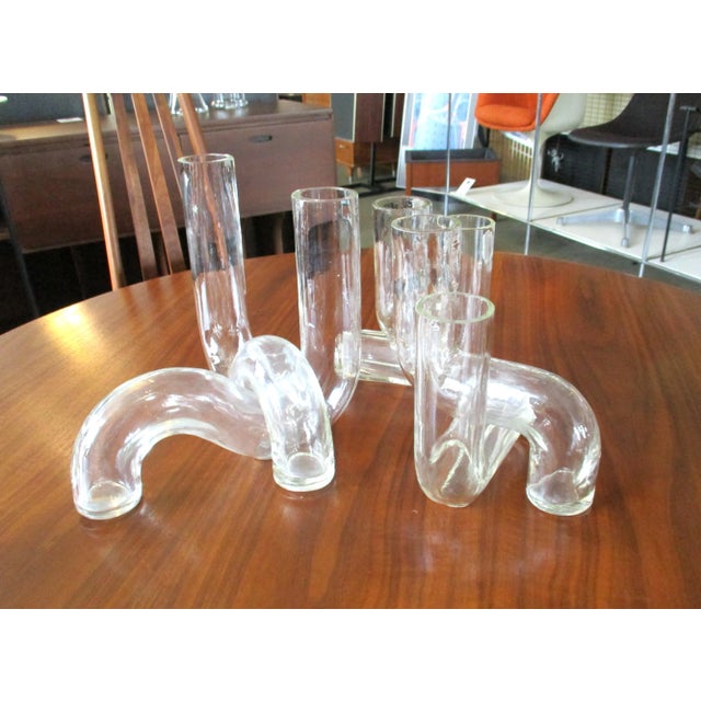 Glass 6 Piece Alvino Bagni Pidou Sculptural Glass Puzzle Vases Italy For Sale - Image 7 of 8