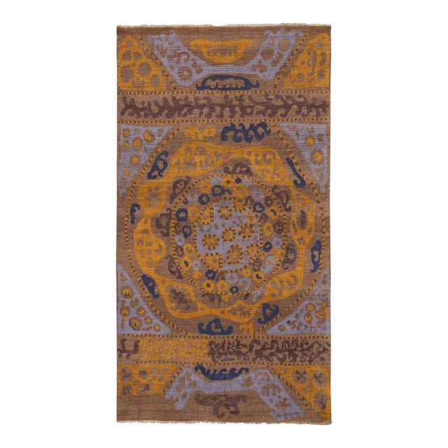 Rug & Kilim Tribal Style Rug in Gold, Beige-Brown Pattern, 4x6 For Sale