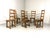 Set of 6 antique rustic wooden dining chairs. Solid blonde oak wood, high back rest, visible wood joints. Around 1900. In...