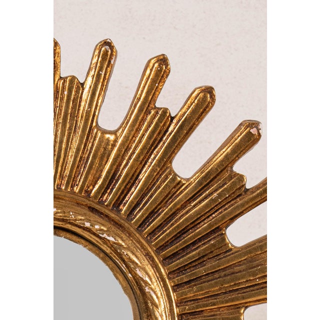 19th Century Hand Carved French Giltwood Starburst Mirror