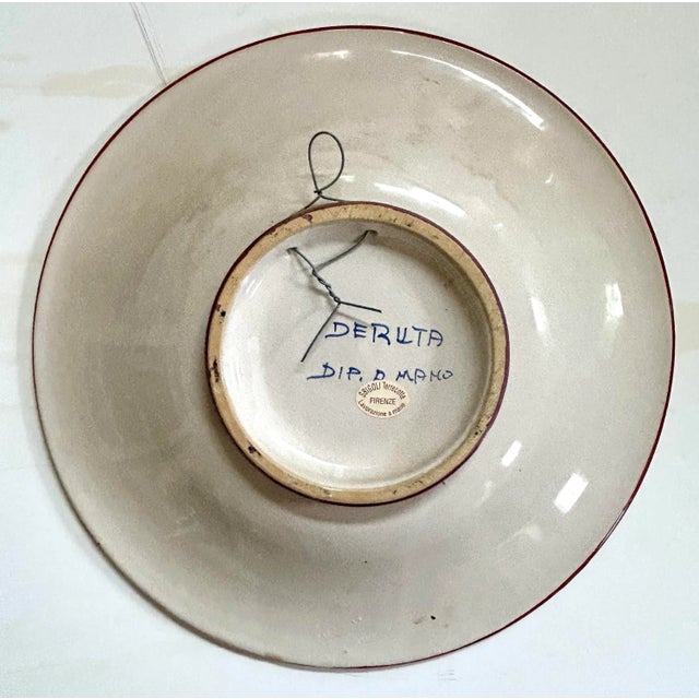 Italian Mid Century Italian Deruta Hand Painted 12” Centerpiece Bowl For Sale - Image 3 of 4