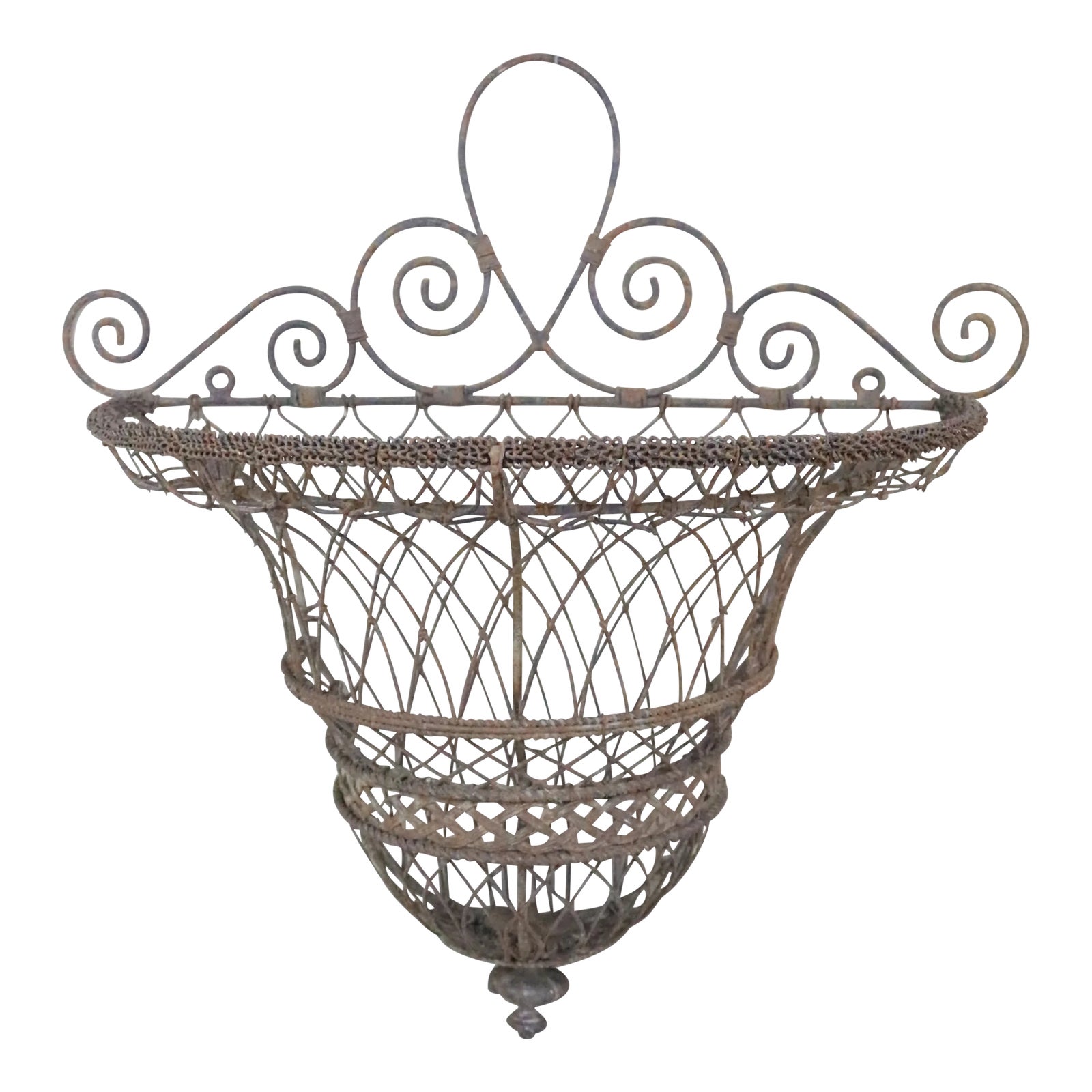 French 19th Century Wire Wall Basket | Chairish
