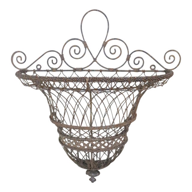 French 19th Century Wire Wall Basket For Sale