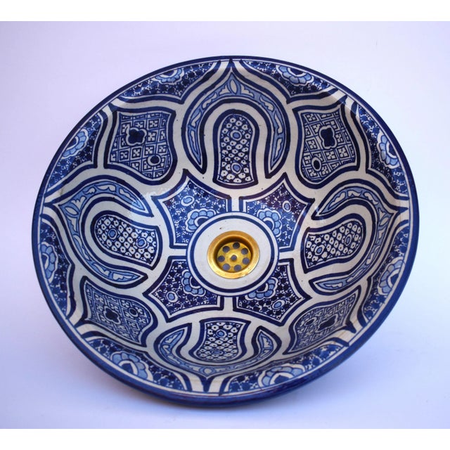 Flower Ceramic Black White Countertop Vessel Sink For Sale - Image 6 of 6