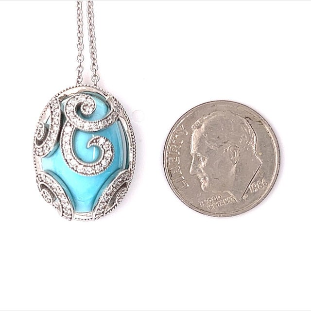 Natural Persian Turquoise Diamond Gold Necklace 15.32 TCW Certified $15,950 211937 Nothing says, “I Love you” more than...
