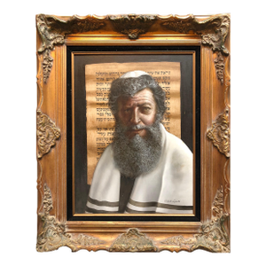 Roberto LupettiOil Painting "The Rabbi" Sensitive Judaica Portrait by Italian American master