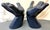 Navy Blue Vintage Mid Century Modern Retro Upturned Palm Hand Chairs- A Pair For Sale - Image 8 of 17