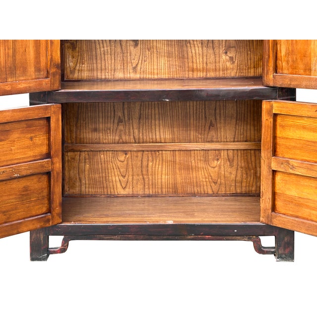 Wood Chinese Distressed Turquoise Brown Large Armoire Wardrobe Cabinet For Sale - Image 7 of 15