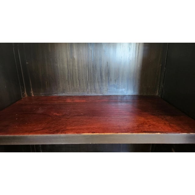 Late 20th Century Industrial Riveted Metal Sideboard Cabinet With Rounded Corners For Sale - Image 10 of 18