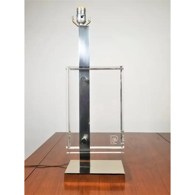 Pierre Cardin Signed Lucite Table Lamp Mid Century Modern 1970s For Sale - Image 9 of 12
