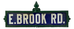 Early 20th Century Double Sided Porcelain Enamel Street Sign in Cast Iron Ornate Frame