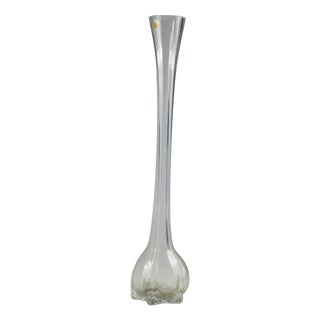 Tall Cylindrical Vase with Beveled Glass Featuring the Lazzar and C Vetrelco Italia Logo, 1960 For Sale