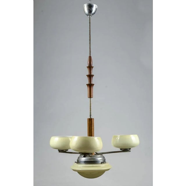 Art Deco Hanging Lamp in Metal and Glass For Sale - Image 6 of 9