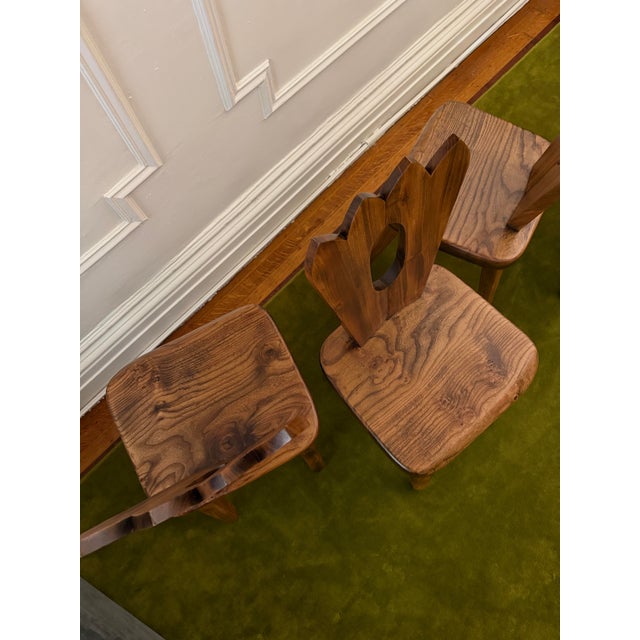 Wood Rare Burled Mid 20th Century Olavi Hanninen Atributed Crown Chairs- Set of Four For Sale - Image 7 of 12