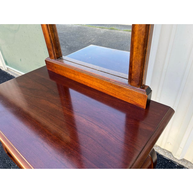 Single Drawer Cherry Entryway Console Table With Mirror For Sale - Image 12 of 12