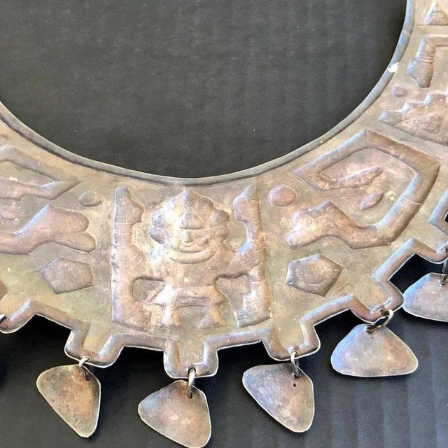 Early 20th Century Early 20th Century Museum Mounted Grand Tour Inca or Sipan Silver Official Necklace For Sale - Image 5 of 13