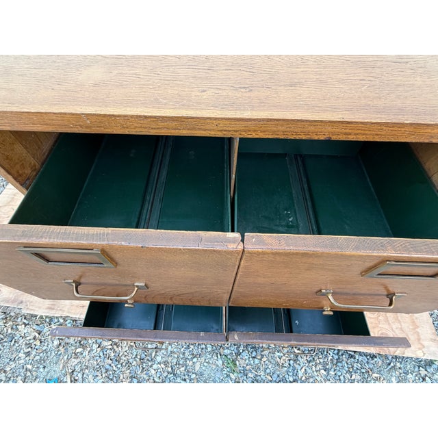 Wood Antique Oak Four-Drawer Filing Cabinet on Cast Iron Casters, Circa 1900–1920 For Sale - Image 7 of 12