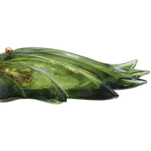 Gold Floral Murano Glass Wall Sconces in Green, 2000, Set of 2 For Sale - Image 8 of 14