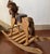 Large Wooden Rocking Horse, Amish Handmade in Pennsylvania. Solid Wood with leather harness and padded saddle seat....