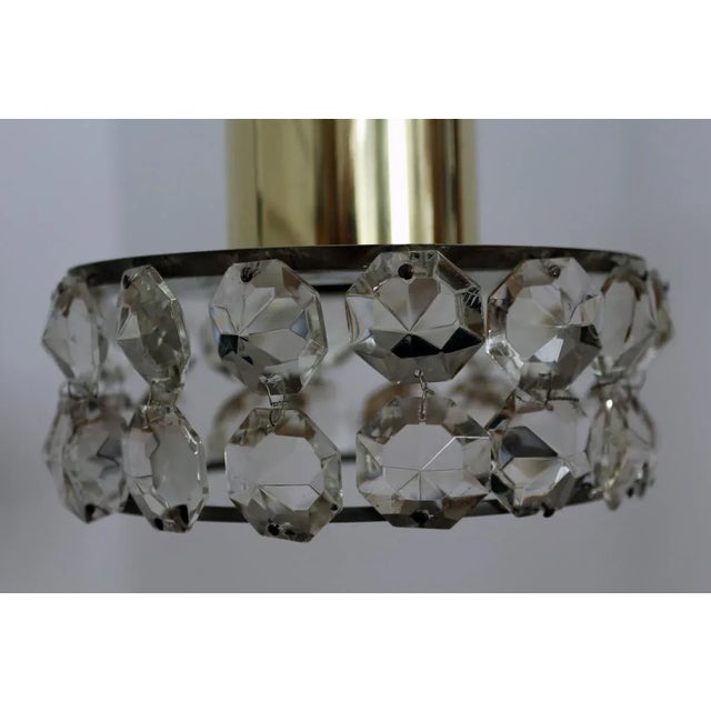 Black Crystal and Brass Ceiling Lamp, 1950s For Sale - Image 8 of 10