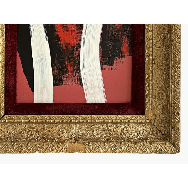 Paint "Simmer" Abstract Art in Antique Frame, Pink Art Victorian Antique Frame by JTS For Sale - Image 7 of 8