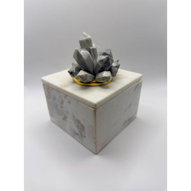 West Elm by Eduardo Garza Marble Decorative Box White Marble Jewelry Keepsake Box For Sale In Chicago - Image 6 of 8