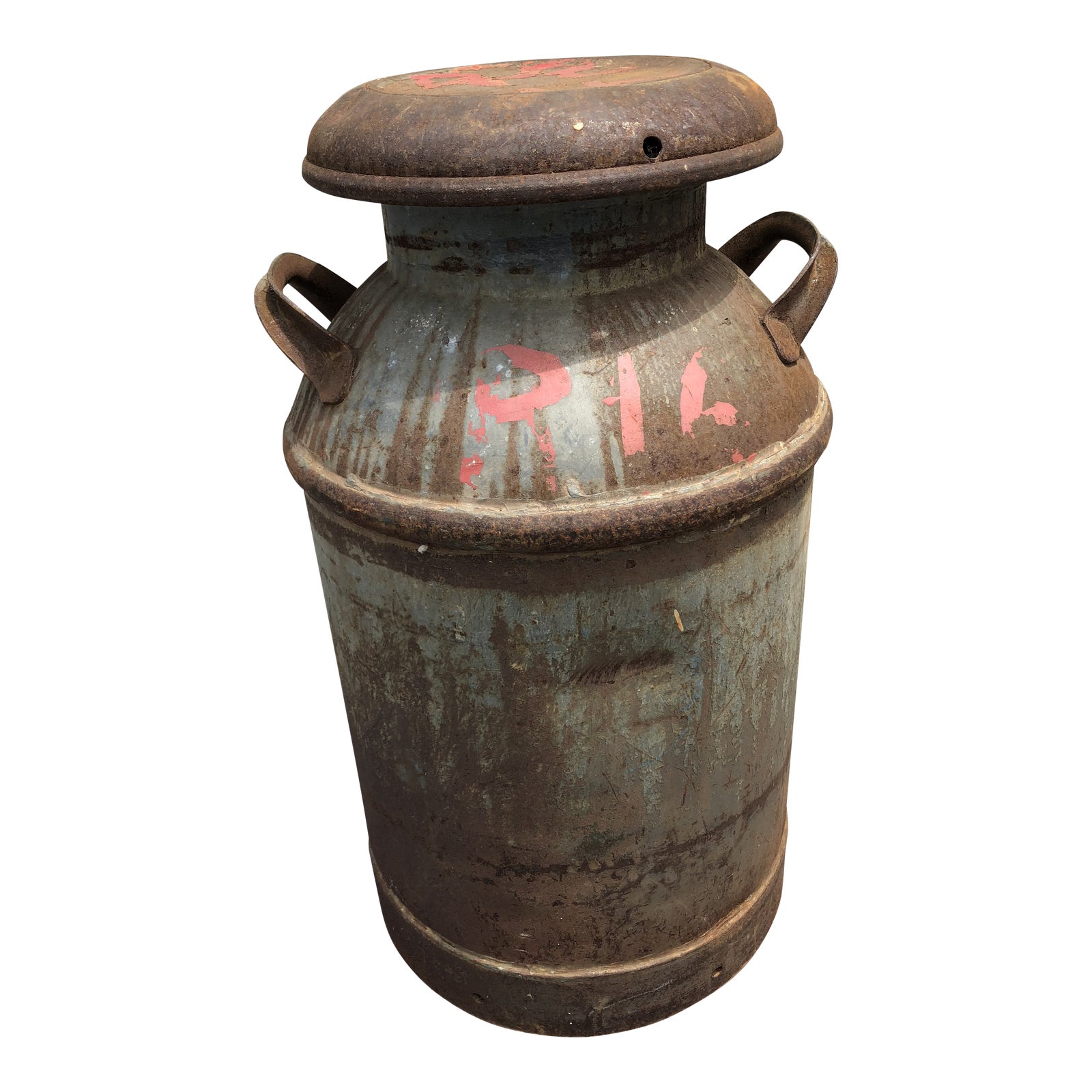 Vintage Rustic Metal 10 Gallon Milk Can Chairish