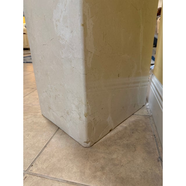 Vintage Minimalist Solid Cream Marble Plinth Pedestal Column For Sale - Image 10 of 11