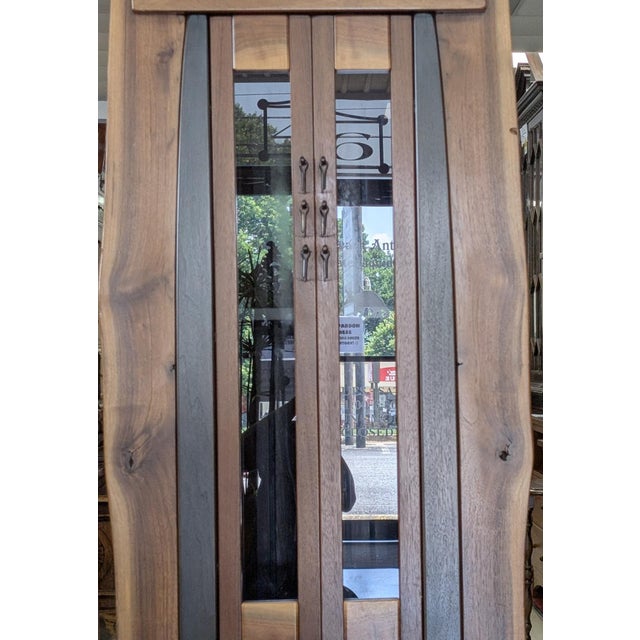 Wood 1990s Rare Rick Brunner Live-Edge Walnut Curio Cabinet For Sale - Image 7 of 17