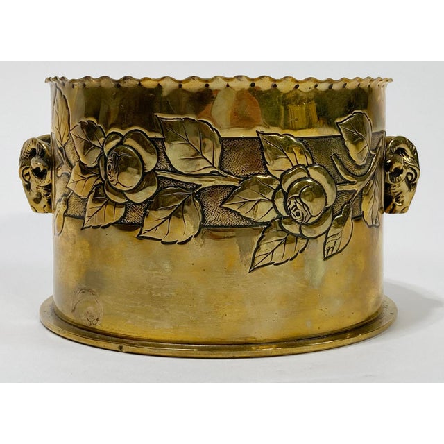 Unique antique brass Trench Art marked Polte Magdeburg and dated 1916. The artillery shell has been engraved with a floral...