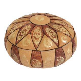 Egyptian Revival Leather Pouf For Sale