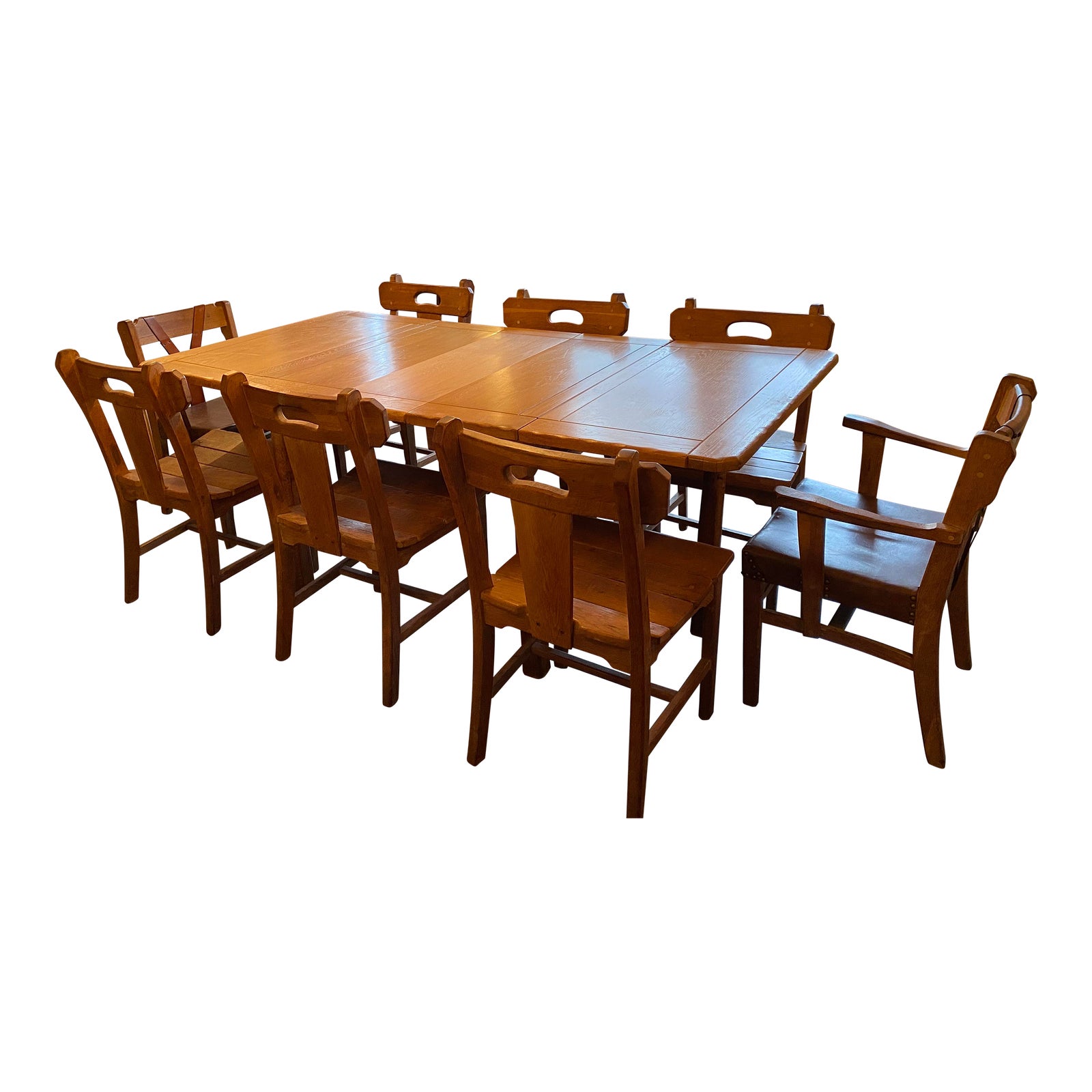 Early 20th Century Heavy Oak Drexel Dining Room Set of 12 Chairish
