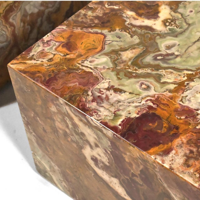 Gemstone Pair of Red Onyx Cube Tables by Pace Collection For Sale - Image 7 of 10