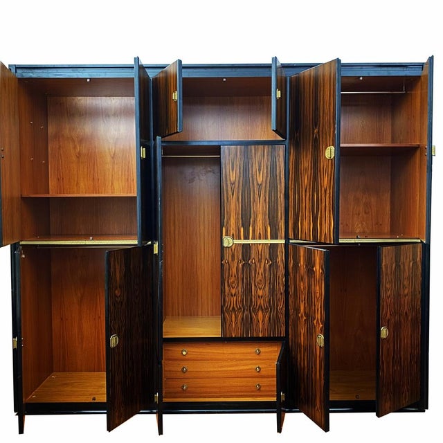 1970s Macassar Ebony and Brass Wardrobe by Adalberto Caraceni for Modernindustria, 1970s For Sale - Image 5 of 18