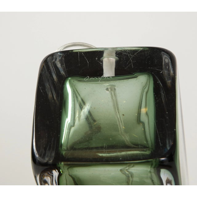 Glass Bottle Green Crystal Lamps by Orrefors - A Pair For Sale - Image 7 of 8