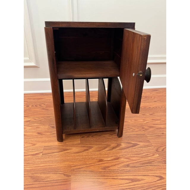 Wood Mid-Century Art Deco Mahogany and Walnut Burlwood Veneer Side Table/Magazine Holder For Sale - Image 7 of 15