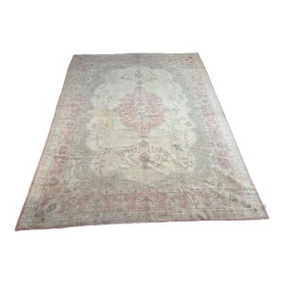 Antique Borlou Rug With Central Medallion and Floral Border – 11'10" X 9'3" For Sale